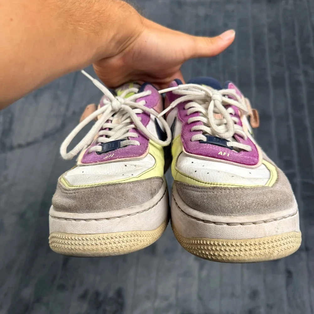 Nike Air Force 1 Shadow Women 11 Multi-Color Pastel Layered CU8591-001 Sneaker